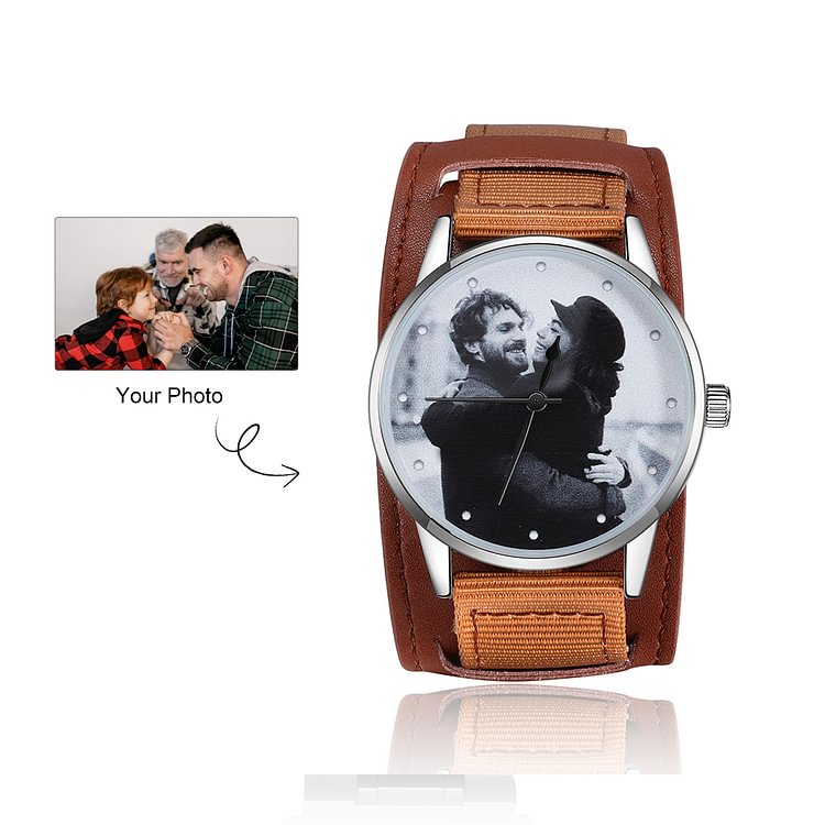 Reloj personalizado con foto, correa de nailon, reloj para hombre, regalo para novio, padre,hijo,hermano 1 foto