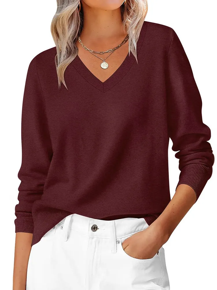 Athvotar Athvotar Autumn And Winter Leisure Jacket Classic Fashion Temperament Long-Sleeved V-Neck Large-Size Knitted Shirt