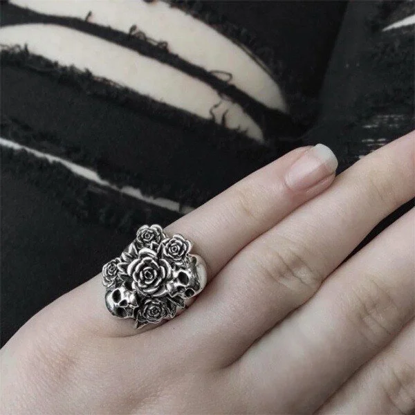 925 Skull Bouquet Ring Sterling Silver