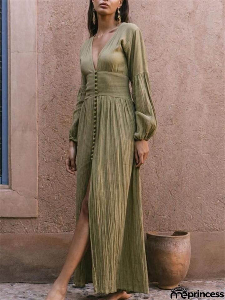 French Style Long Sleeve Maxi Dress