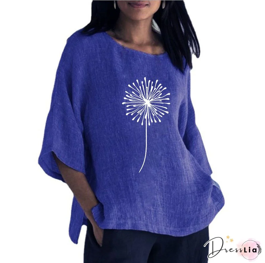 Plus size Vintage Daisy Printed Tops