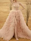 Off-The-Shoulder Beaded Decorate Split-Joint Bandeau Evening Maxi Dress