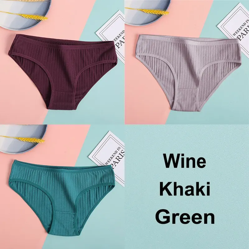 3PCS Cotton Panties Women's Underwear Casual Solid Color Panties for Women Intimate Lingerie Sexy Briefs Female Underpants M-XL