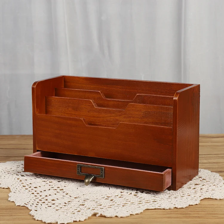 Journalsay Vintage Wooden Desktop Drawer Storage Box