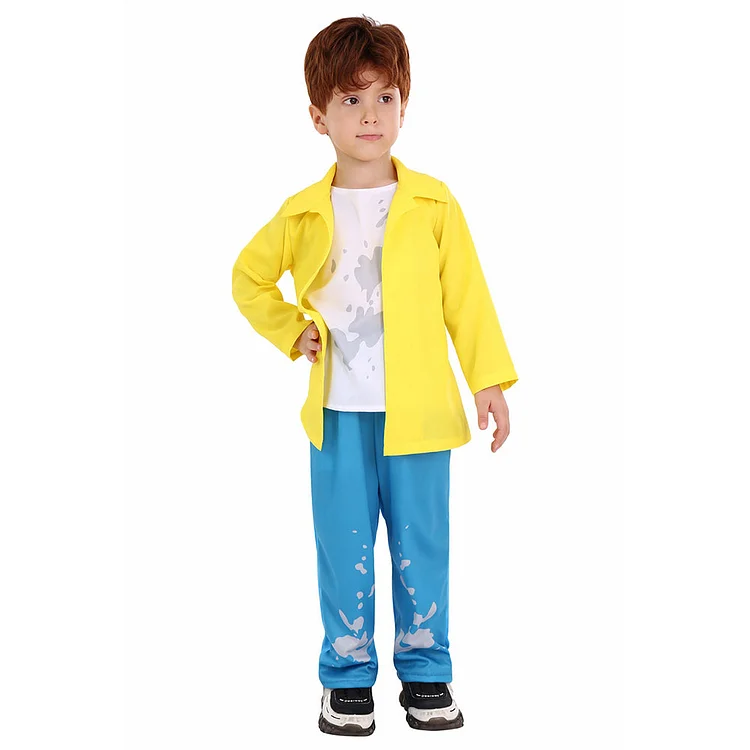Kids Children Charlie And The Chocolate Factory Bucket Yellow Set Outfits Cosplay Costume Halloween Carnival Suit