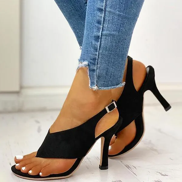 Toe Post Slingback Thin Heeled Sandals