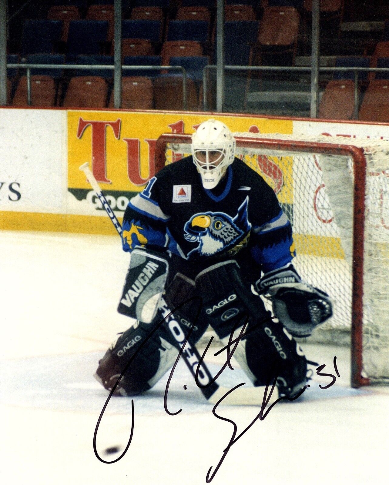 ROBERT ESCHE AUTOGRAPHED HAND SIGNED SYRACUSE STARS 8X10 Photo Poster painting w/COA GOALIE