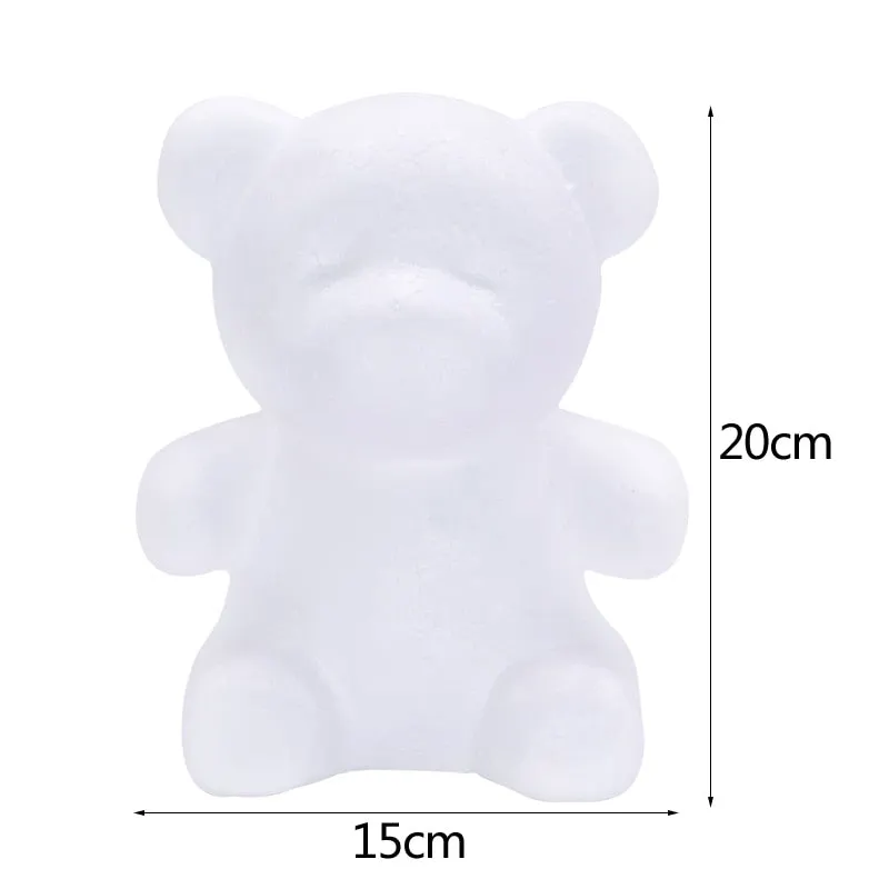 1Pcs Modelling Polystyrene Styrofoam White Foam Bear Mold Teddy For Valentine's Day Gifts Birthday Party Wedding Decoration