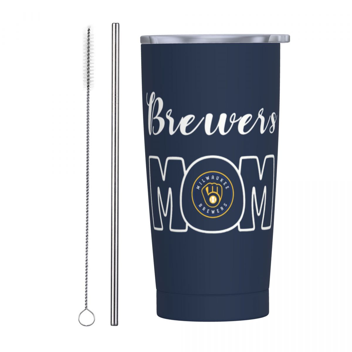 Milwaukee Brewers Mom 20oz Tumbler with Lid and Straw