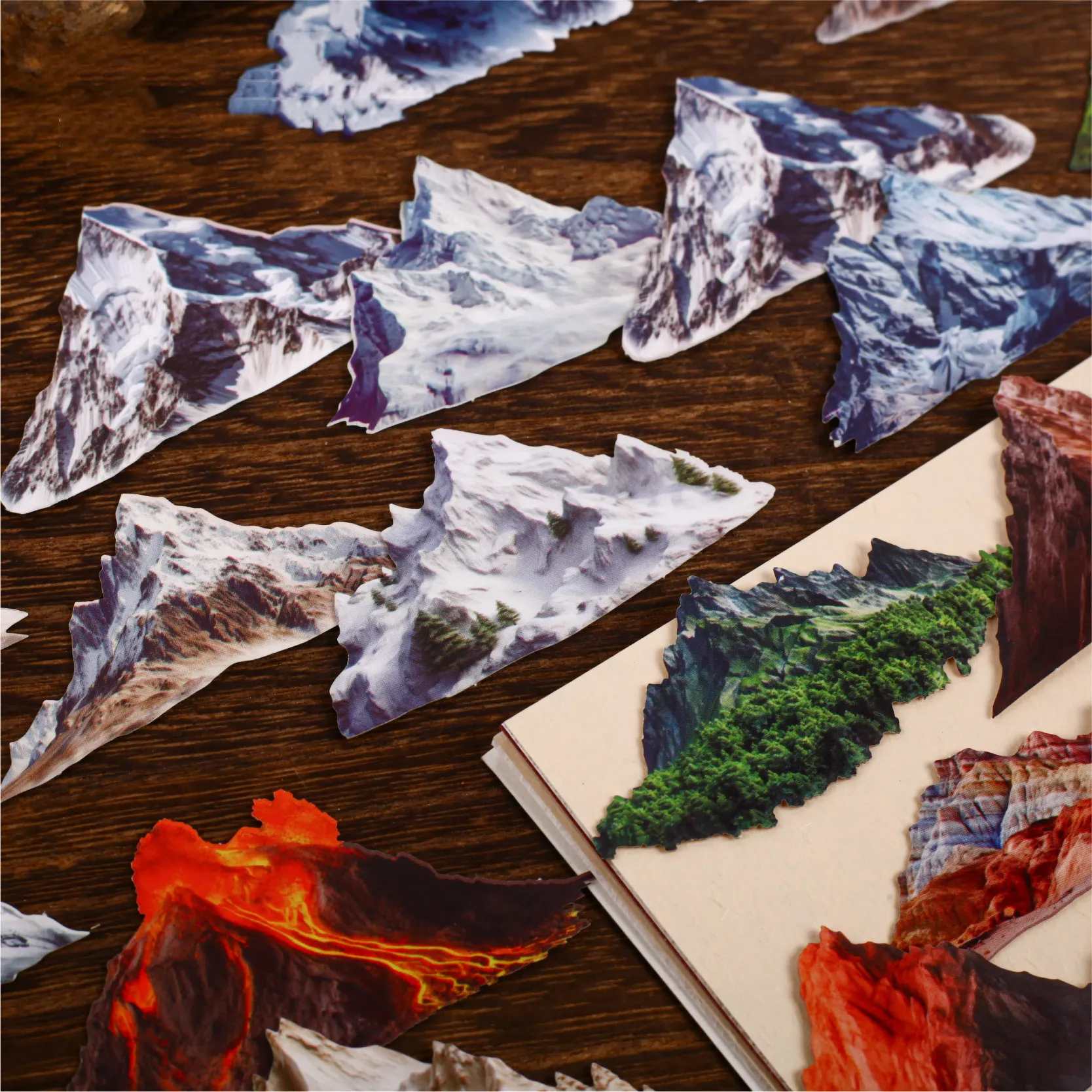 스티커 - 힐 시리즈 빈티지 설산 화산 풍경