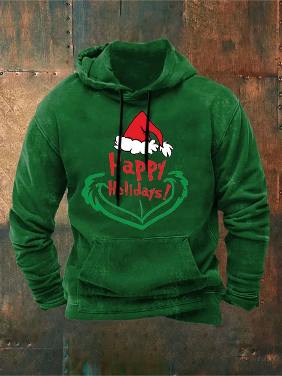 Men'S Happy Holidays Casual Hooded Sweatshirt