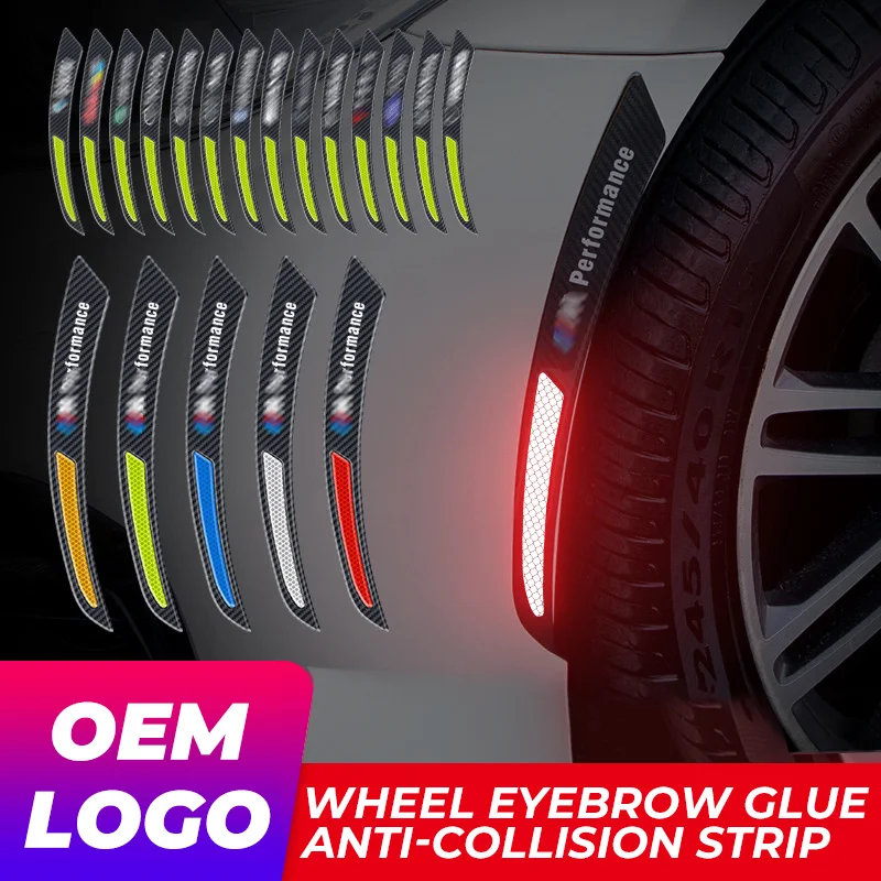 Car wheel eyebrow carbon fiber reflective warning sticker