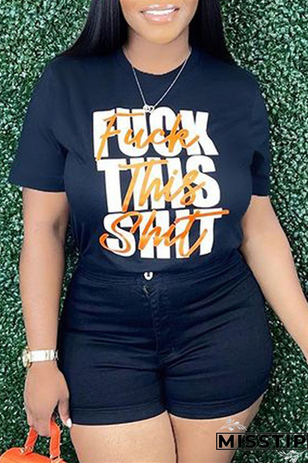 White Fashion Casual Letter Print Basic O Neck T-Shirts