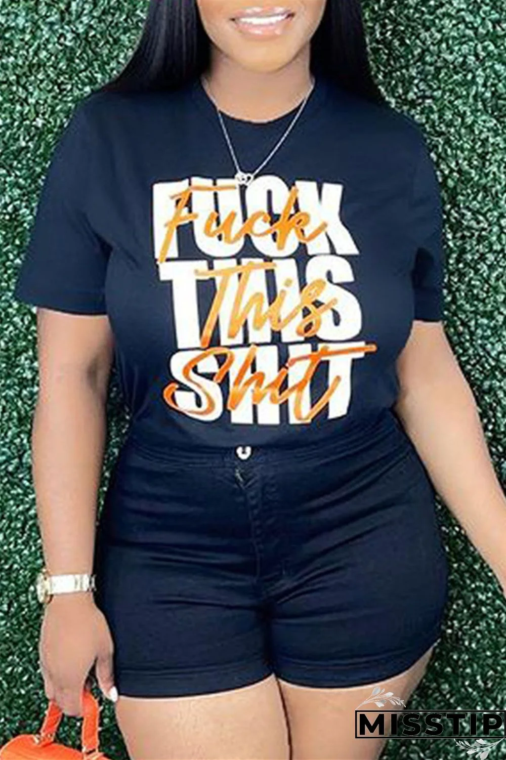 White Fashion Casual Letter Print Basic O Neck T-Shirts