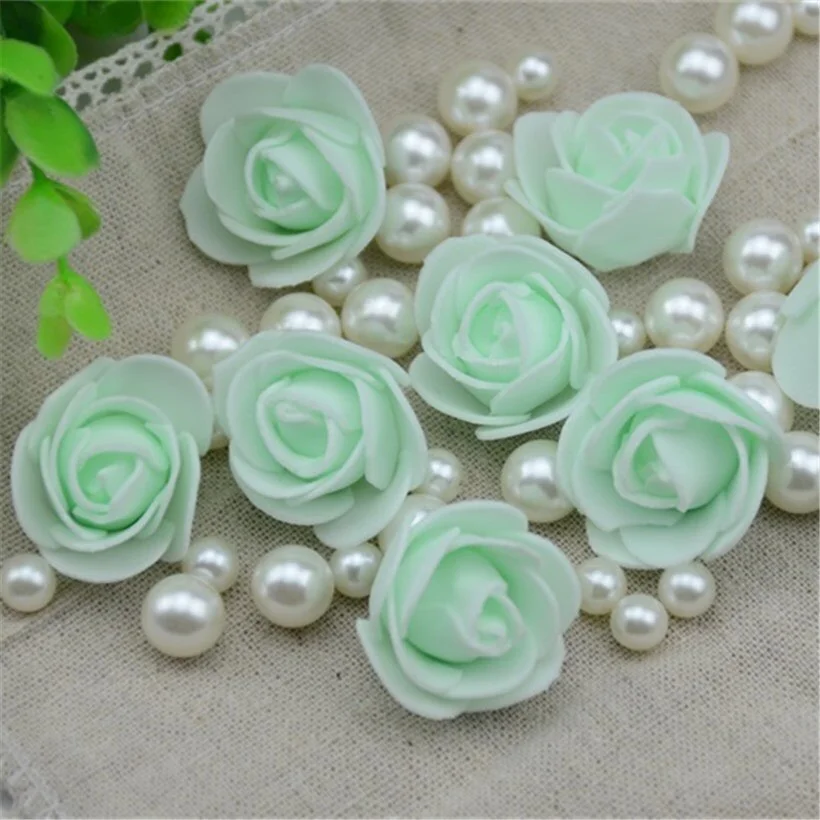 50PCS/Lot Artificial Mini PE Foam Rose Flower Head Handmade DIY Wedding Home Decoration DIY Scrapbooking Fake Flower Kiss Ball