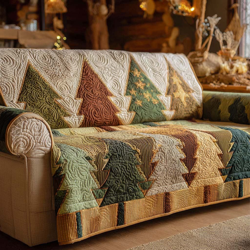 Warm Golden Grove Quilted Sofa Cover NCU0XD1922 everthome