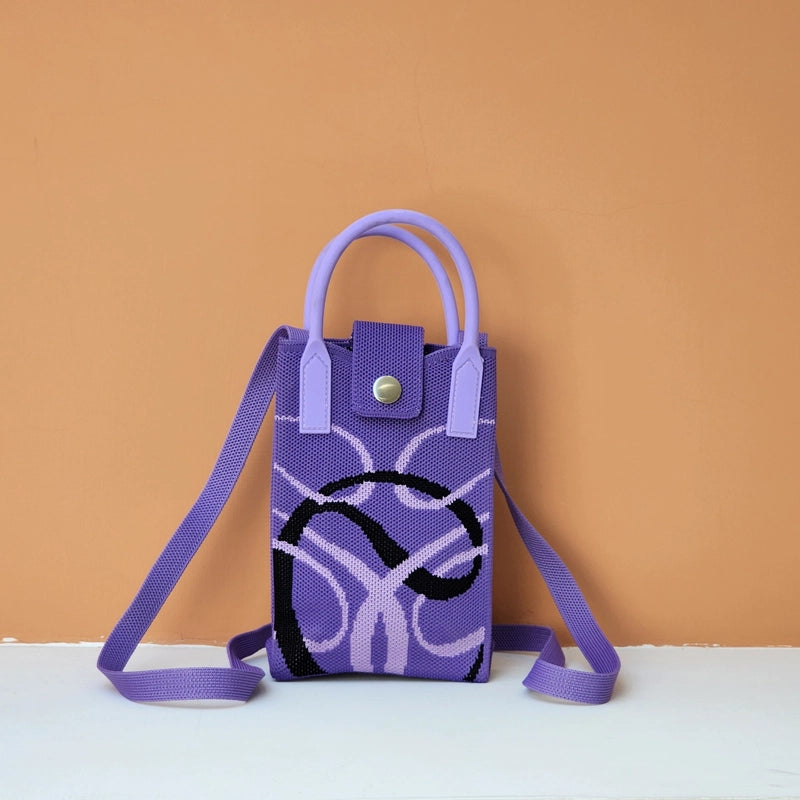 Women’s Polyester Cartoon Cute Square Hidden Buckle Shoulder Bag Handbag Crossbody Bag