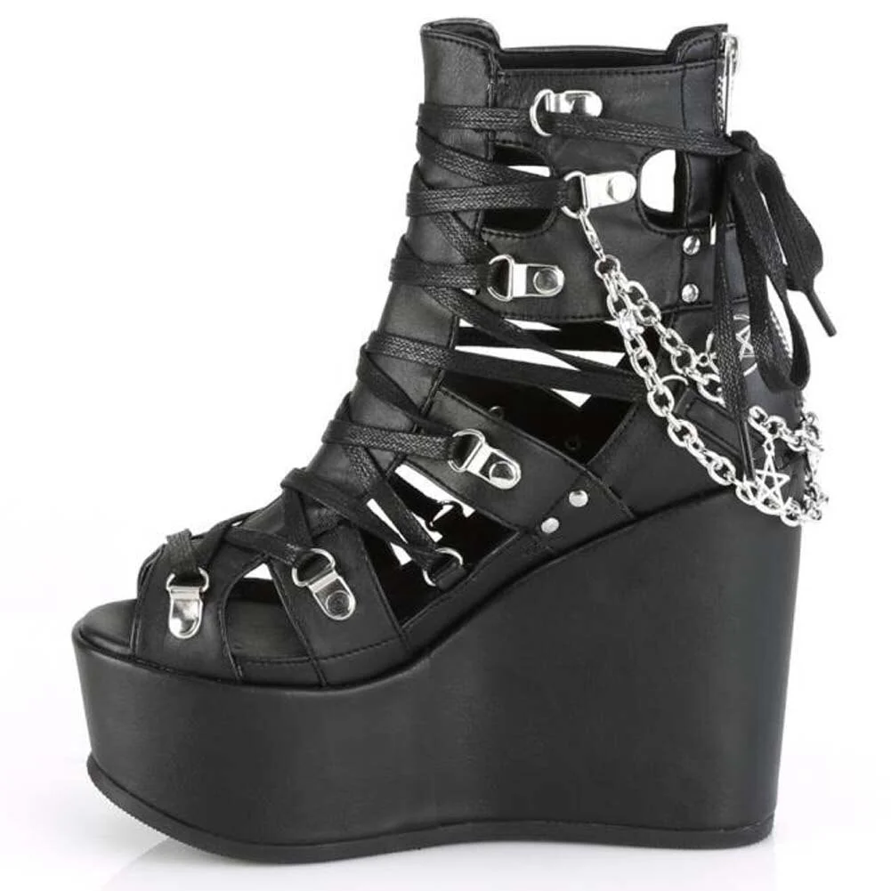 2021 Brand New Leisure Wedges Cage Ankle Bootie Shoes Summer Gothic Shoes Women Platform High Heels Casual Gladiator Sandals