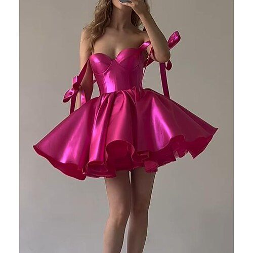 Lussooy Fuchsia Charming Strapless Sweetheart Short Bud Homecoming Dress  