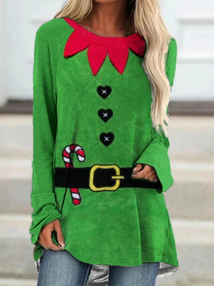Christmas Elf Dress Up Long Sleeve T Shirt socialshop