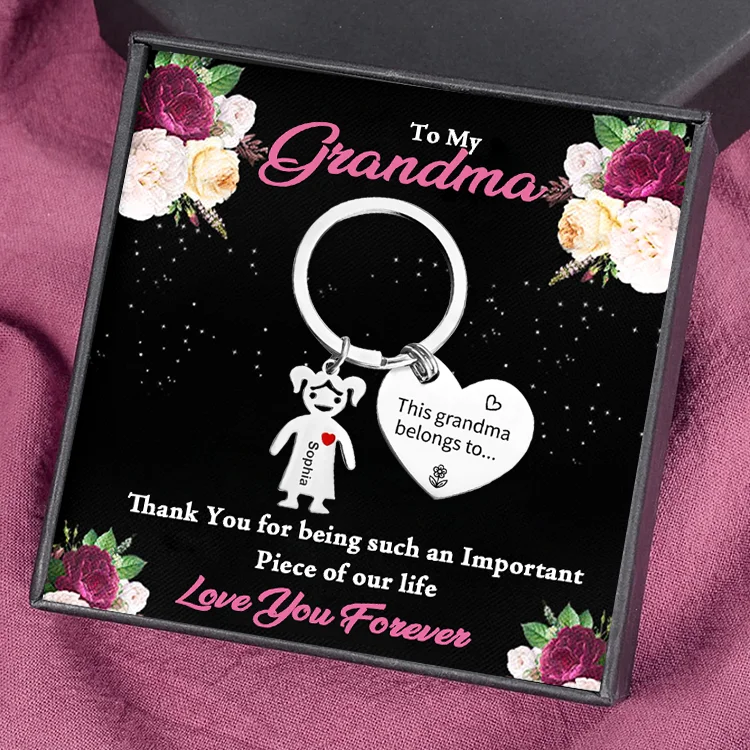 1 Name-Personalized To My Grandma Kids Charm Keychain Gift Set-Custom Special Keychain Gift For Grandma for Nan-Thank You for Being Such An Important Piece of Our Life