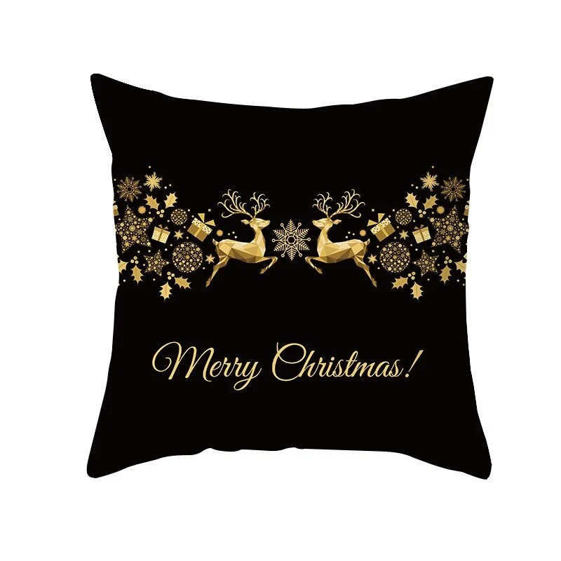 Black Gold Christmas Pillowcase Snowflake Elk Xmas Tree Pillow Merry Christmas Decoration for Home Navidad Present Noel 2021 New