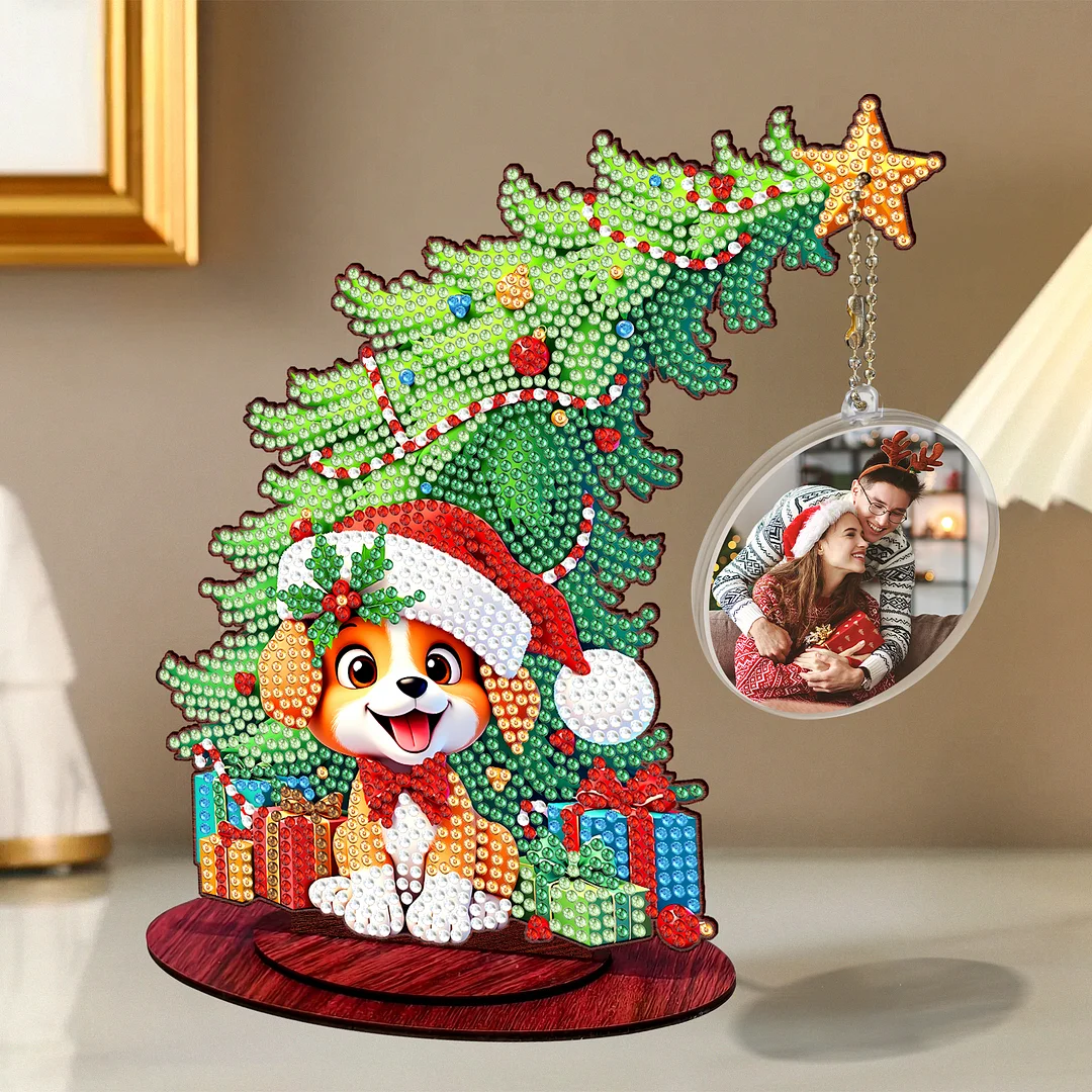 Photo Christmas Tree 5D DIY Diamond Art Tabletop Wood Decorations Ornament Kits
