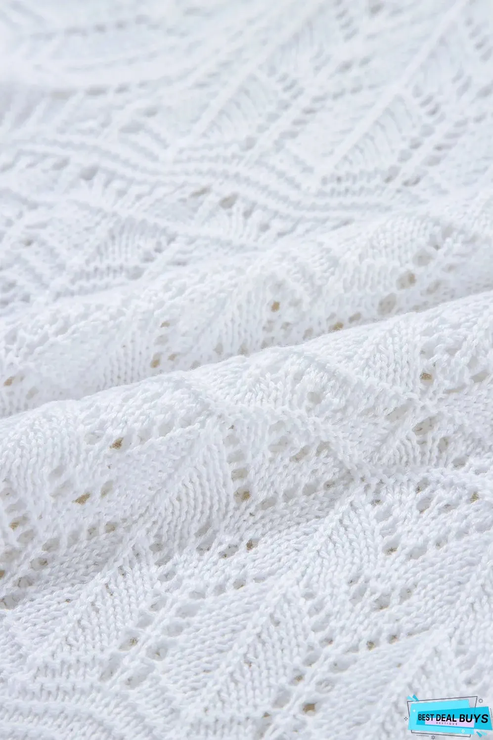 White Frenchy Hollow Out Knitted V Neck Cardigan