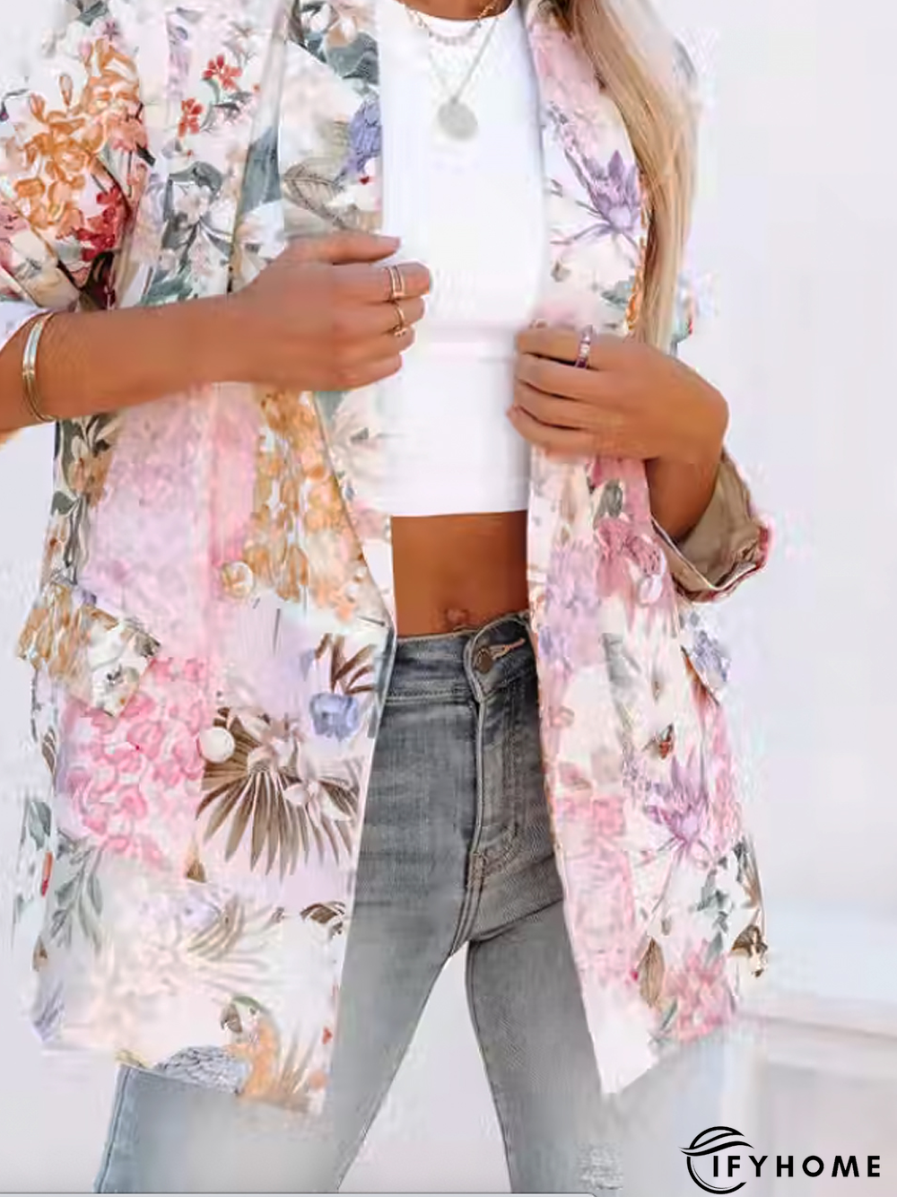 Casual Floral Autumn Natural Best Sell Long sleeve Regular H-Line Regular Blazer for Women | IFYHOME