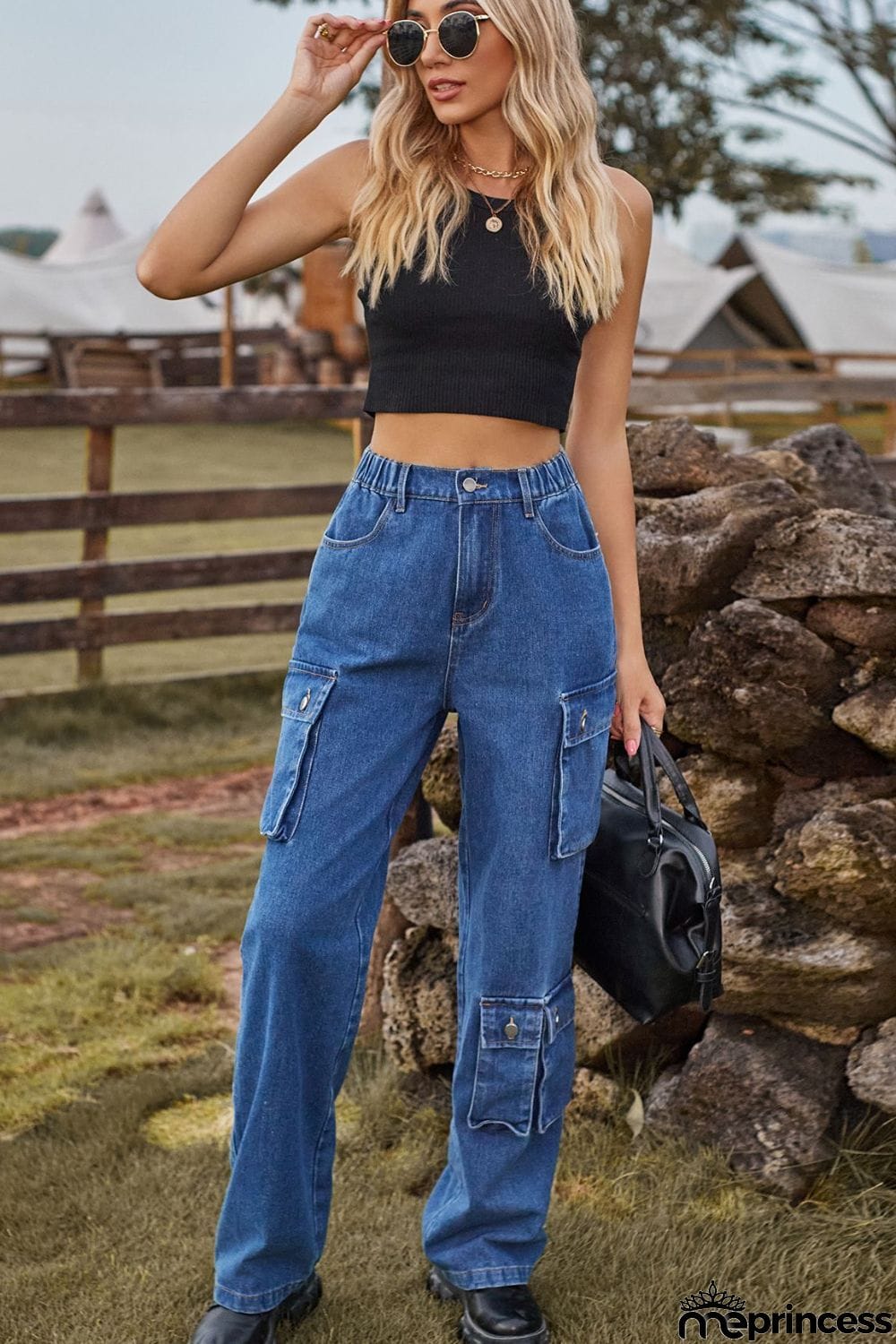 Loose Fit Long Jeans with Pockets