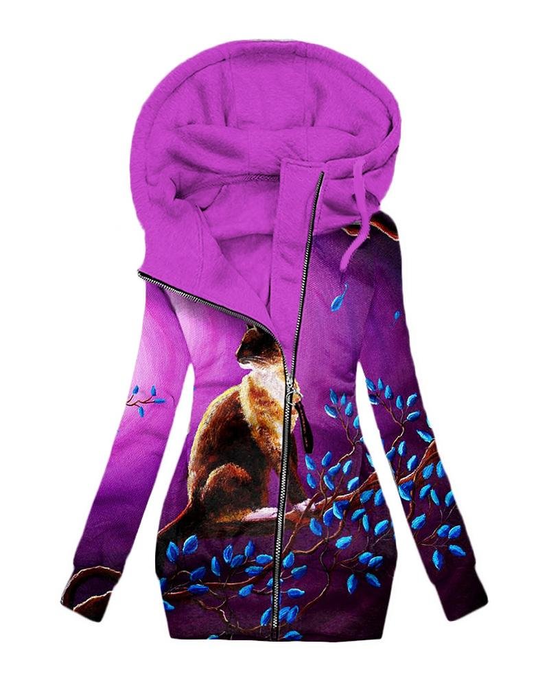 Women's Daily Vintage Print Hoodie-082617