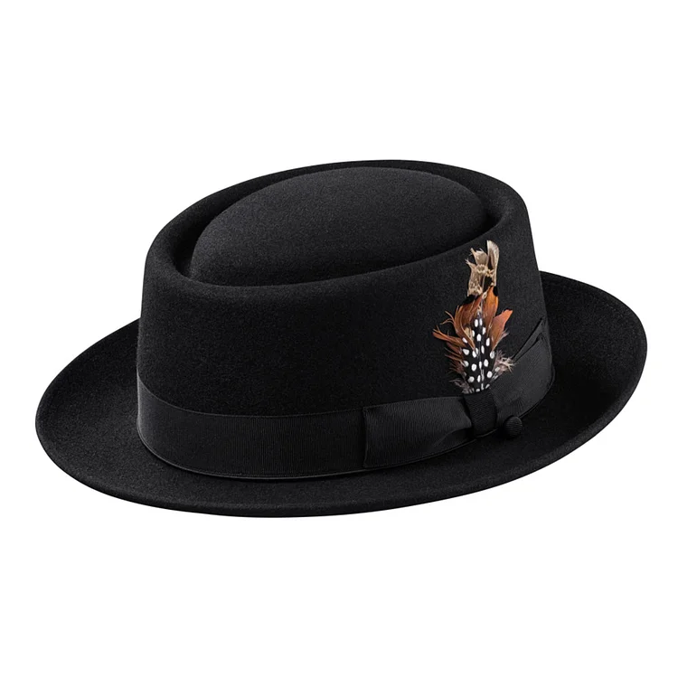 Porkpie Oak Hat-Black