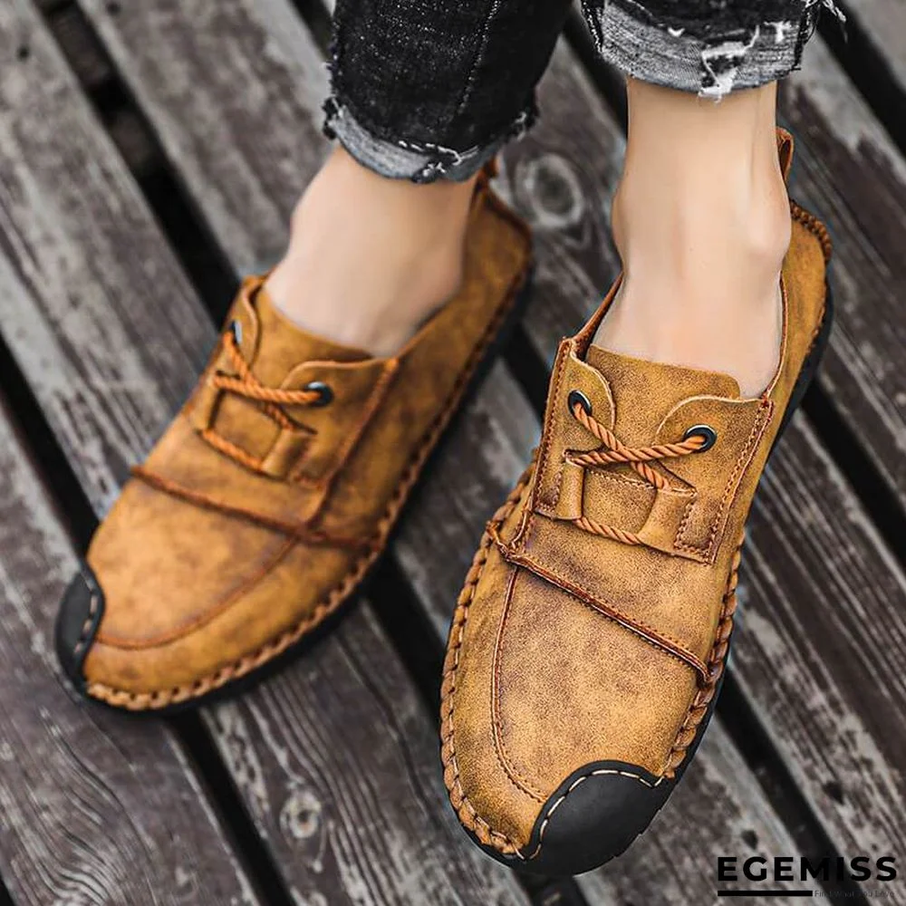 Men's Fashion Business Spliced Laced Casual Leather Shoes | EGEMISS