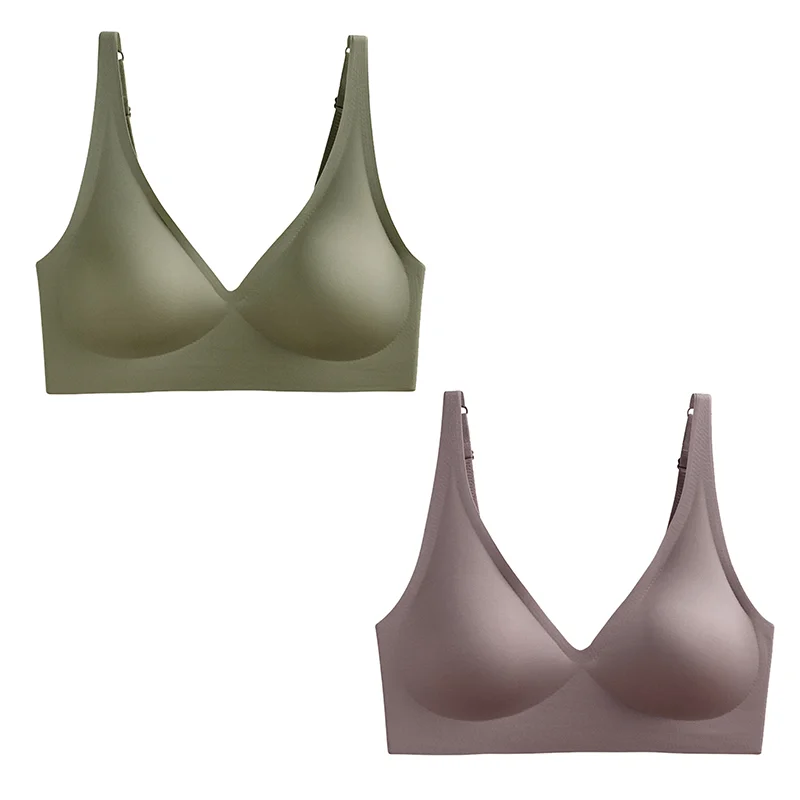 Billionm 2PCS Plus Size Sexy Seamless Bras For Women Wire Free Underwear BH Push Up Bralette With Pad Vest Top Soft Bra Brassiere Lingeri