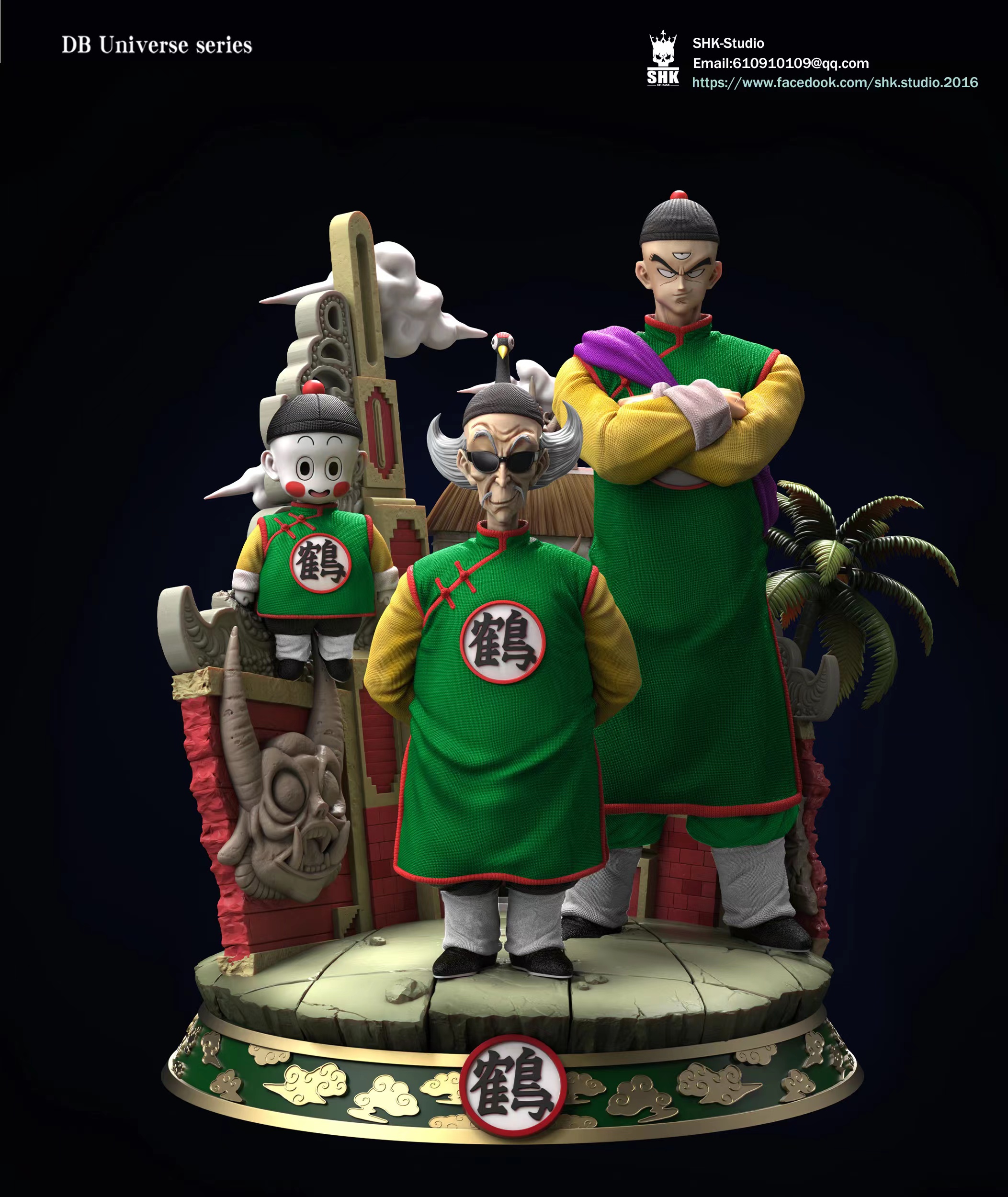 PRE-ORDER SHK Studio Dragon Ball 1/6 CRANE HERMIT & Chiaotzu & TENSHINHAN Statue