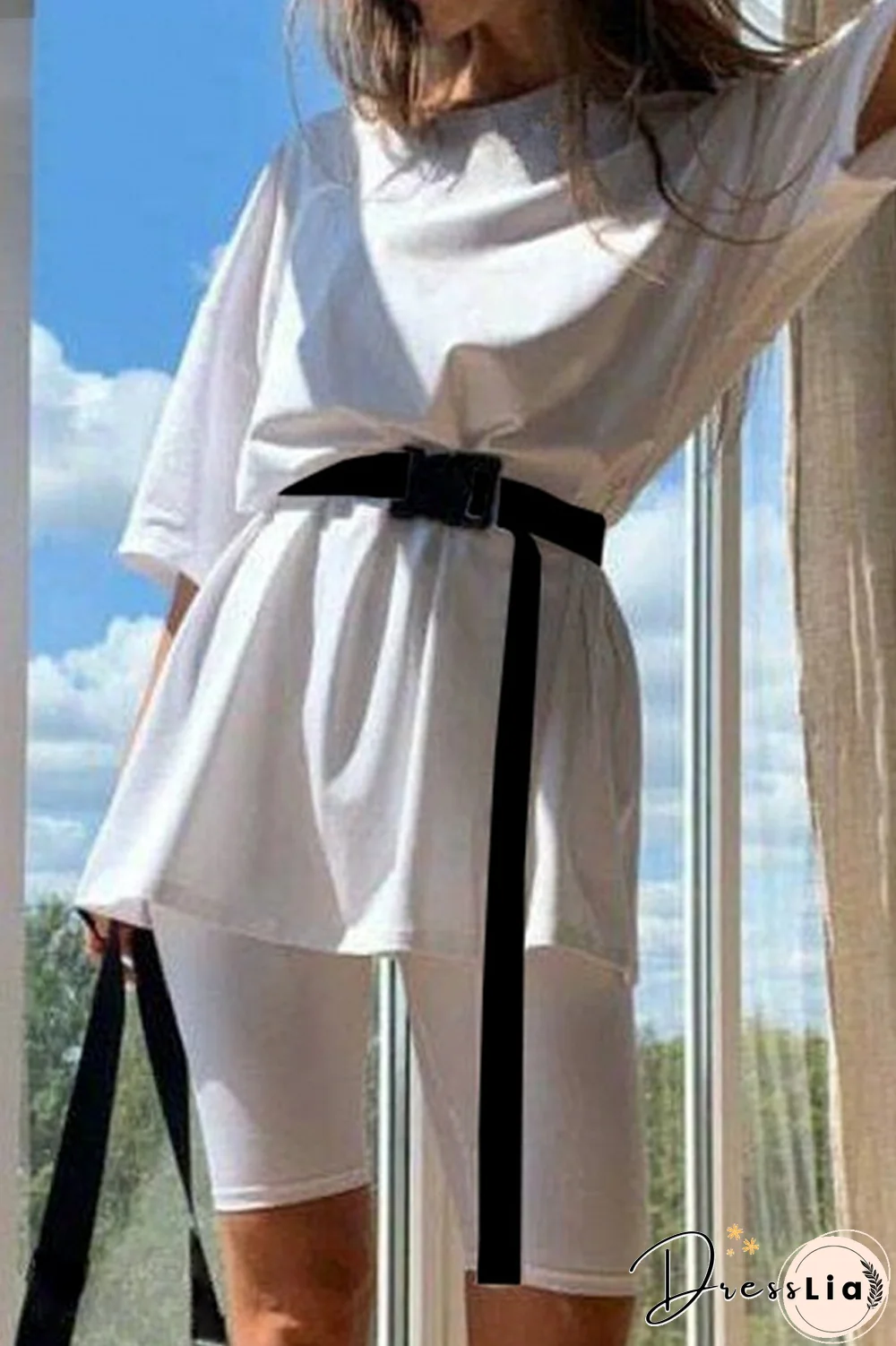 Solid Casual Sport Belted Two Pieces Sets