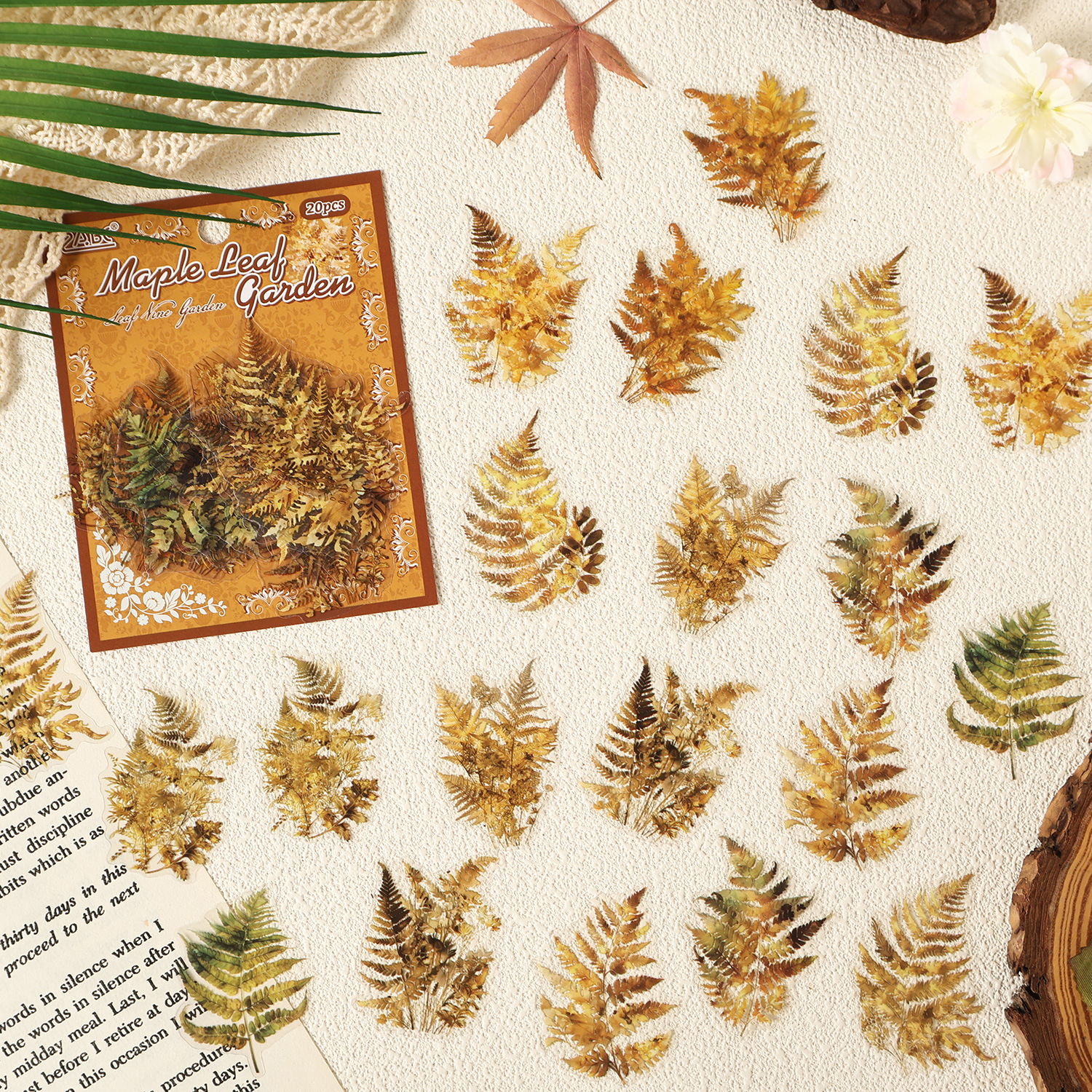 PET 스티커 - 잎 덩굴 정원 시리즈 빈티지 식물 잎