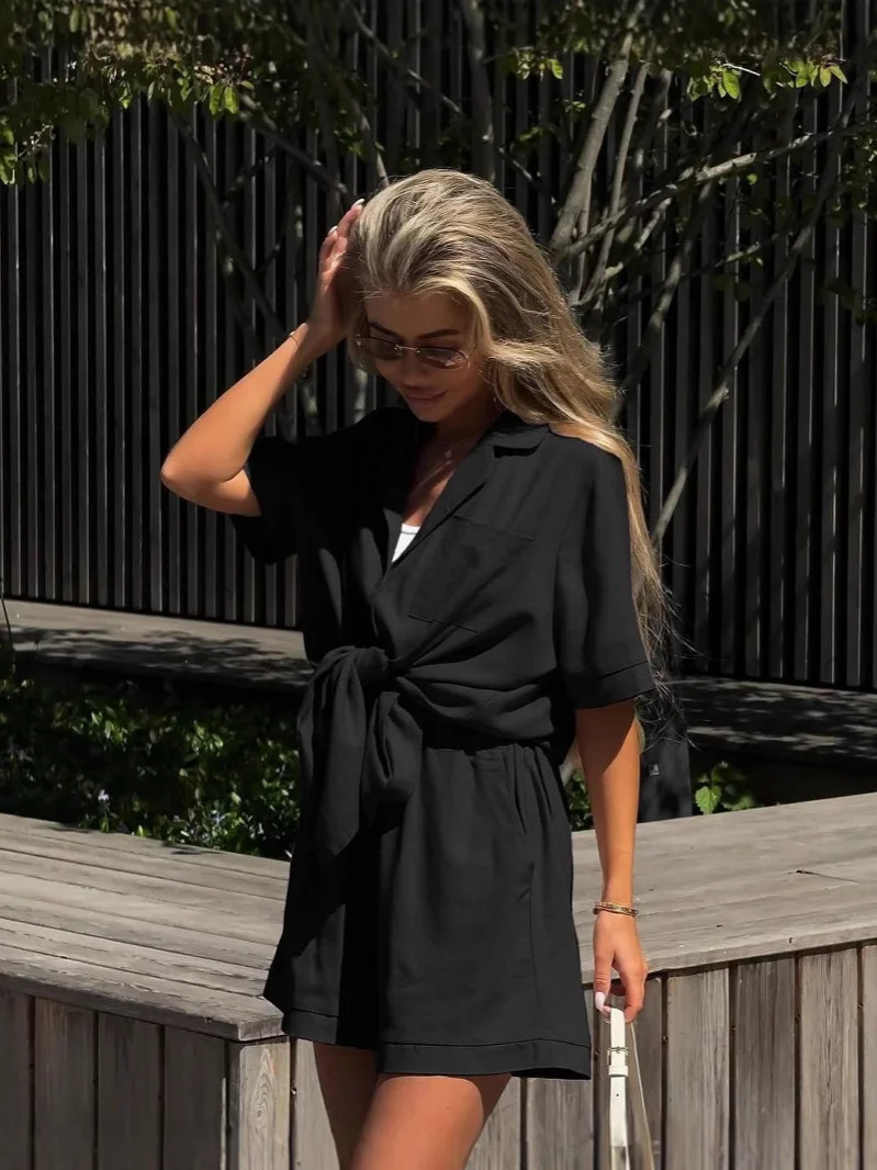 Nigikala Nigikala Summer Women's Wears Clip With Short Sleeve Shorts Fashion Casual Set Women