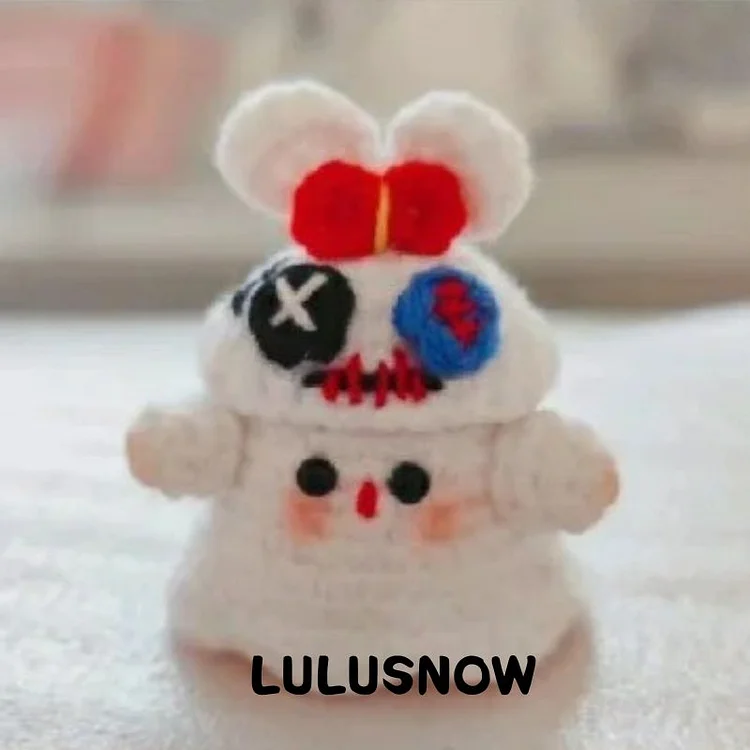 Lulusnow Handmade White Halloween Amigurumi Ghost Monster Rabbit Hat  Crochet Key Pendant Bag Accessories Key Pendant