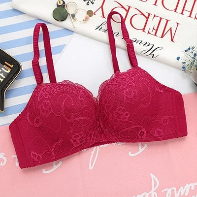 DERUILADY Lace Floral Wireless Bras For Women Front Closure Sexy Lingerie Plus Size Bralette Comfort Adjusted Push Up Bra