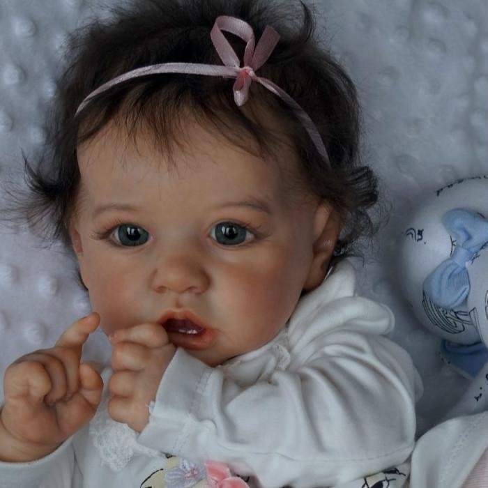 Reborn Doll Shops Miniture Silicone Babies Girl with Beautiful Blue Eyes 12'' Alina Saskia- Sparkling New Washable Realistic Toddler -Creativegiftss® - [product_tag] Creativegiftss.com