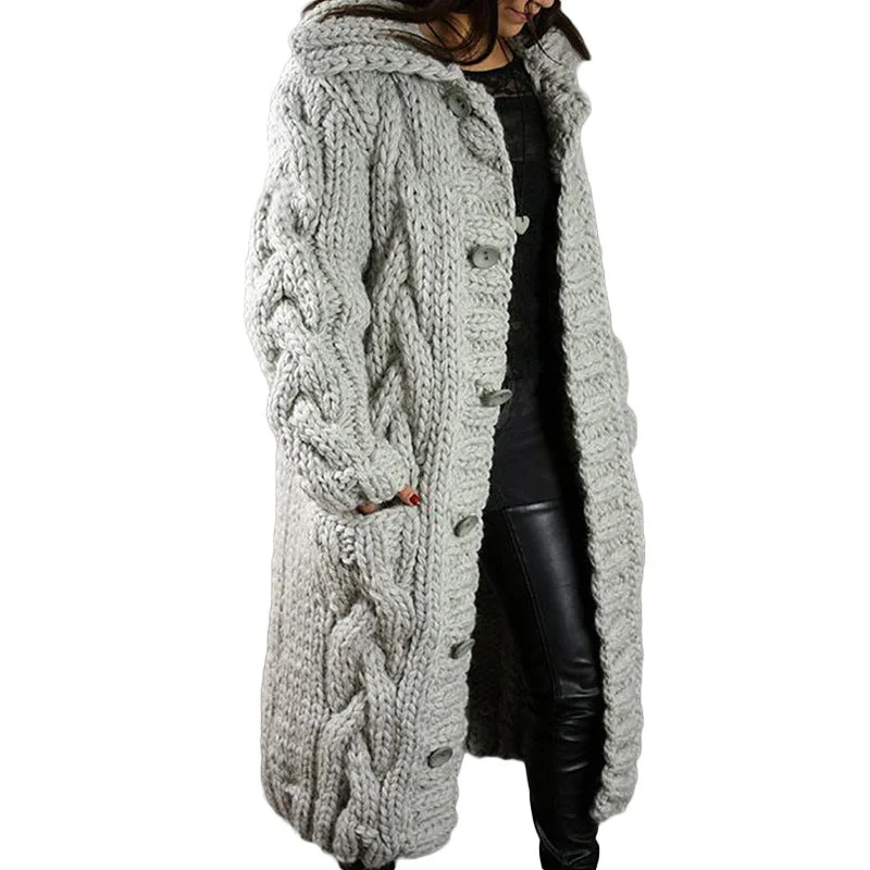 Uveng Neck Women's Oversized Sweater Coat Fashion Cardigan