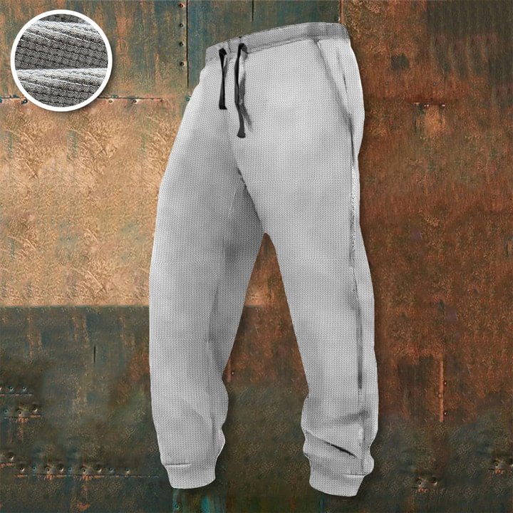 Tiboyz Men'S Waffle Solid Color Casual Sweatpants