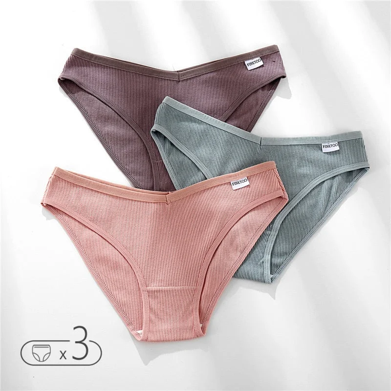 FINETOO Cotton Underwear Women M-XL Panties Fashion V Waist Underpants Low-rise Women's Briefs Soft Panty Comfortable Lingerie