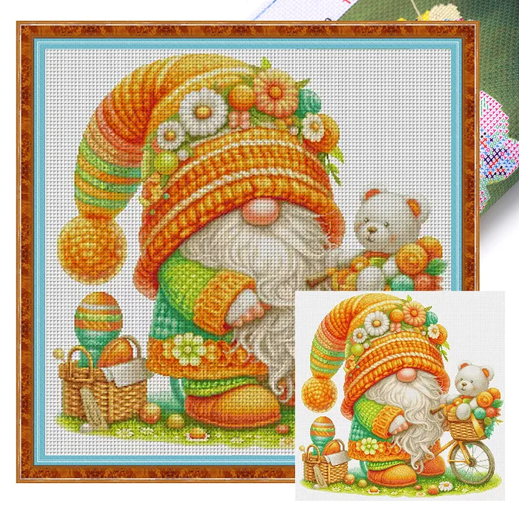 『Spring Brand』Dwarf - 16CT Stamped Egyptian Cotton Thread Cross Stitch(55*55cm)(89Colors）