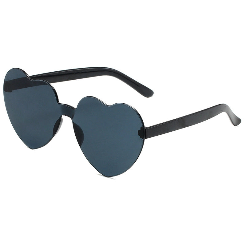 Transparent Jelly Color Love Sunglasses Men’s And Women’s Peach Heart Sunglasses Heart-shaped Conjoined Love Sunglasses