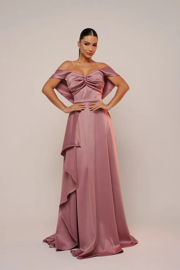 Daisda Sleeveless Sweetheart Off-Shoulders Long Prom Dress With Ruffles 
