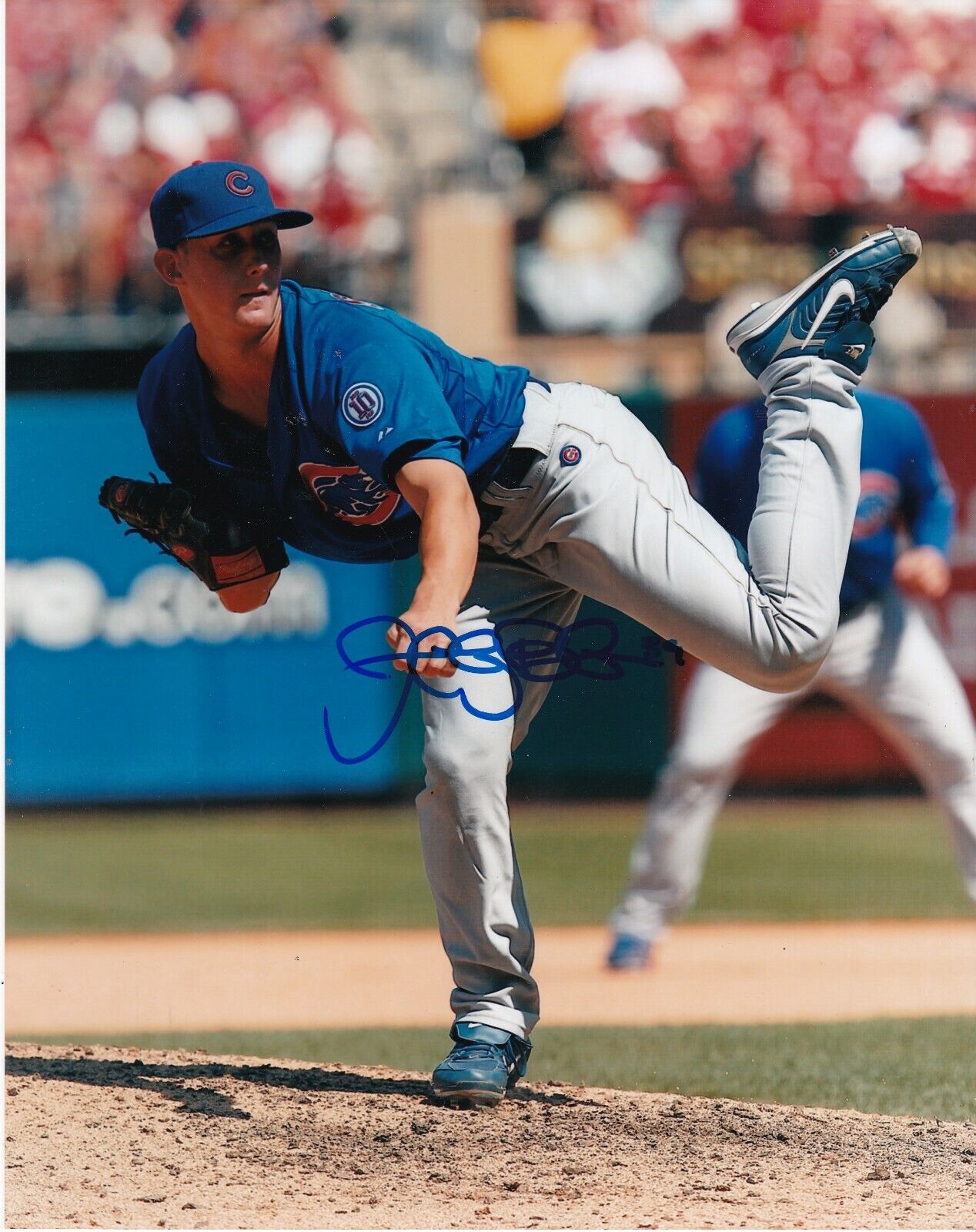 JEFF BELIVEAU CHICAGO CUBS ACTION SIGNED 8x10