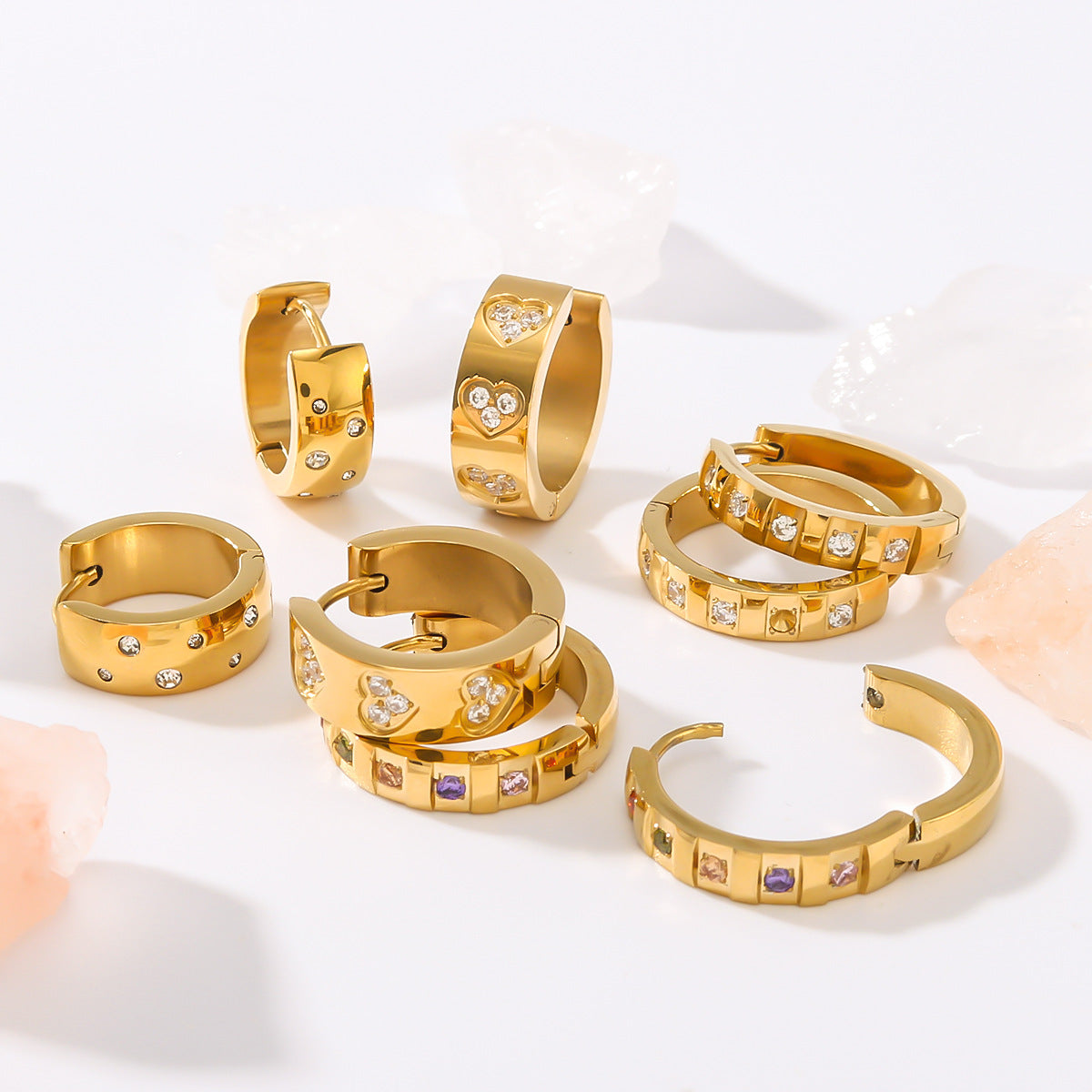 IG Style Round Geometric Stainless Steel Electroplating Earrings