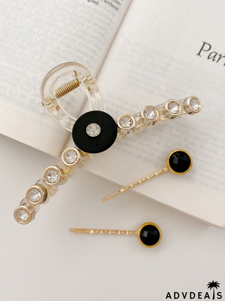 3pcs Rhinestone Decor Hair Accessory Set